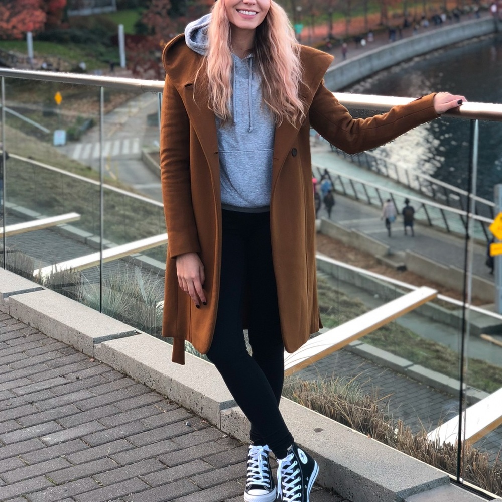 Aritzia Wilfred Wool & Cashmere Hooded Coat